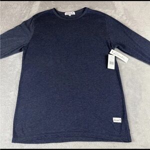 Kinetix Mens Navy Heather blue long Sleeve tshirt size small